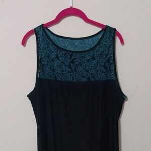 Green Polyester Dress Paisly Pattern 21" Ptp & 51-52" Length